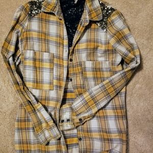 Sequin Flannel Shirt XS